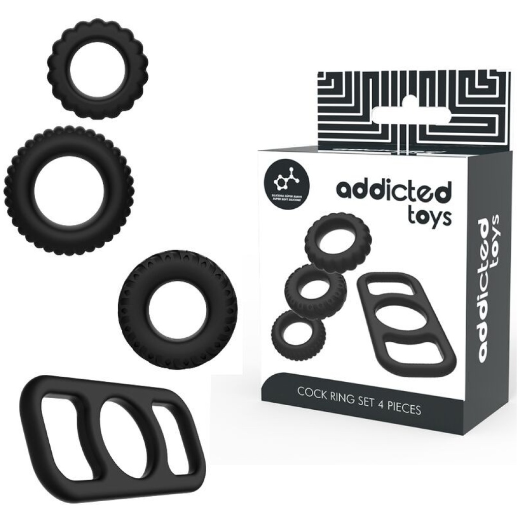 SET 4 Anelli In Silicone Per Pene